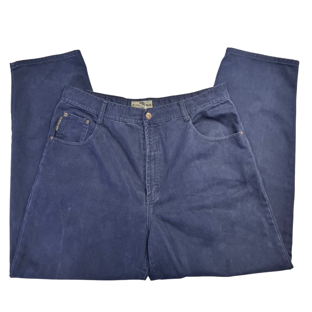 VTG Structure Jeanswear Relaxed Fit Navy Blue‎ Cotton Pants Mens 38S 90s Retro